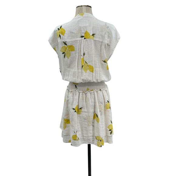 Rails Angelina Dress Mini Linen Citronnade Lemon Print White Yellow Size Small - Picture 7 of 13